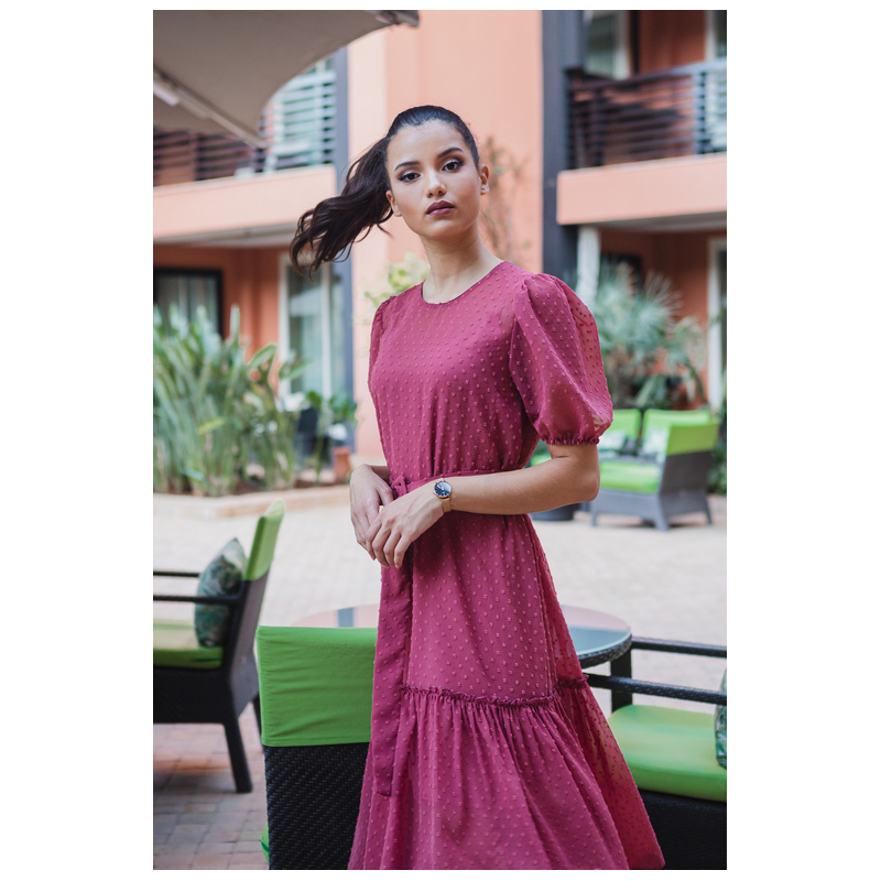 Robe rose Pon Pon de Plumetti, parfaite pour un look chic et tendance, ANAE MOROCCO