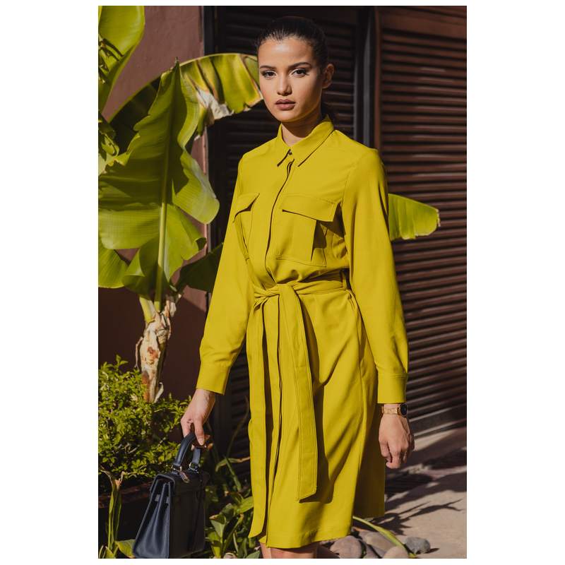 Robe avec Poche plaquée jaune
