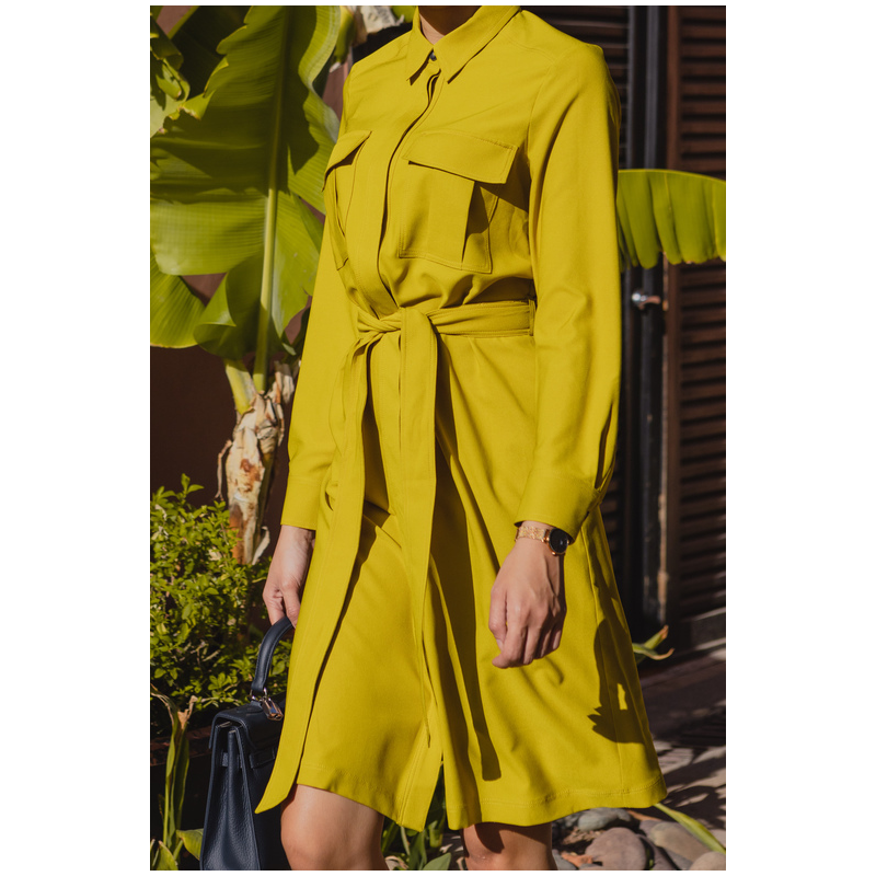 Jaune robe avec Poche plaquée