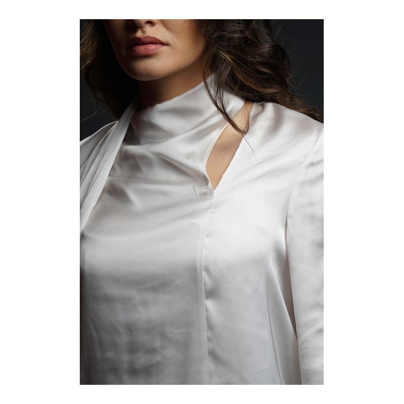 Blouse fantaisie col foulard blanche