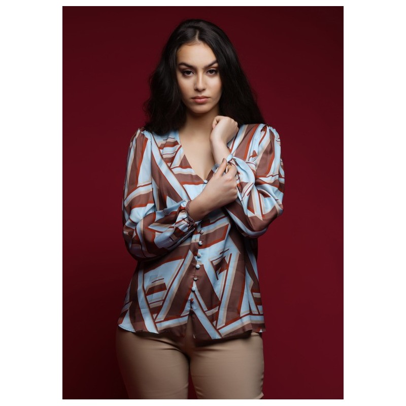 marron blanc blouse
