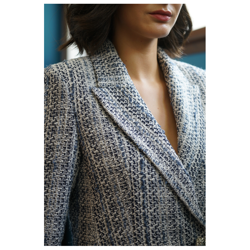 Veste femme tweed bleu ACQUA - ANAE MOROCCO