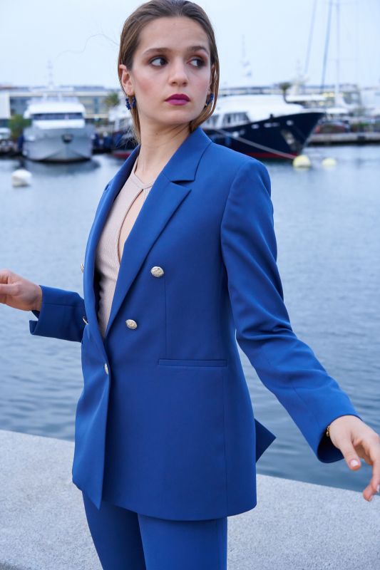 Design raffiné de la Veste Sofia bleu marine - Aguamarina ANAE MOROCCO