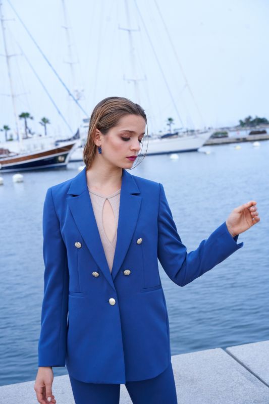 Veste Sofia bleu marine élégante - Collection Aguamarina ANAE MOROCCO