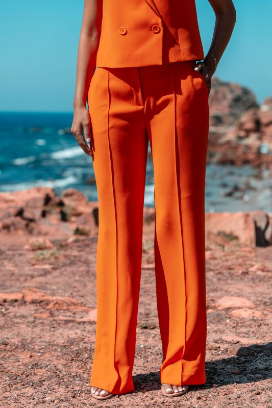 Pantalon Bradley femme, orange, collection Flowers - ANAE MOROCCO.