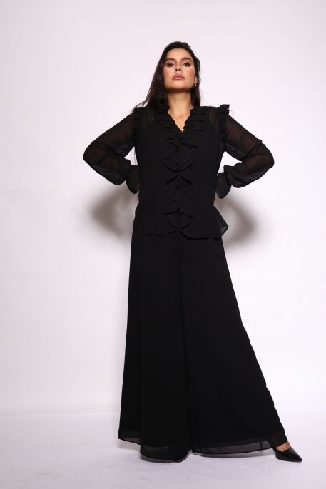 Chemise Lawrence noire pour femmes de Natural 23, devant, sophistication élégante.