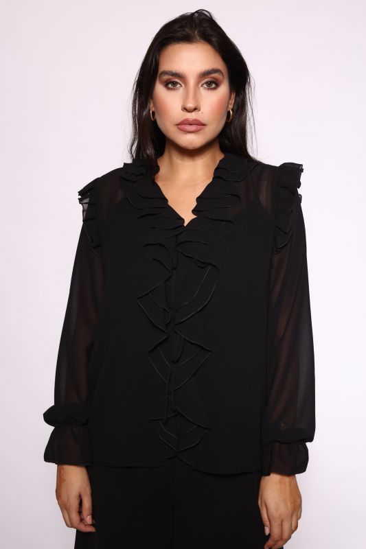 Chemise noire à la mode pour dames.