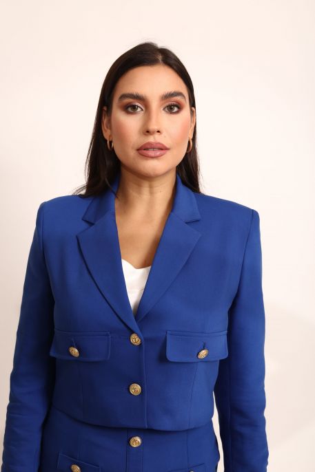Veste Carter bleue de Natural 23, devant, éclatant de style et d'élégance.