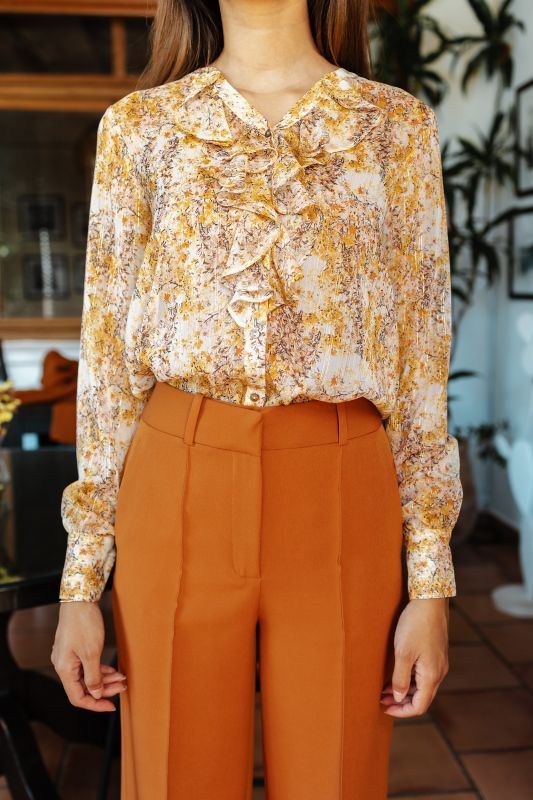 Blouse Parker imprimée d'anaè avec motifs colorés, parfaite pour un look élégant.