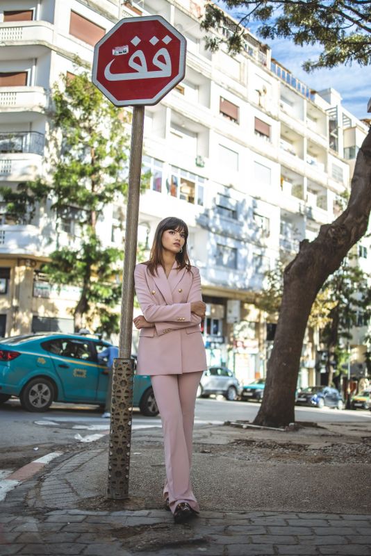 VESTE CLINTON de la collection Checks, en rose avec double boutonnage, parfaite pour une tenue chic et tendance.