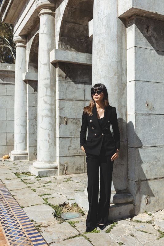 Veste Kerry noire pour femme, Checks Collection, style chic, ANAE MOROCCO
