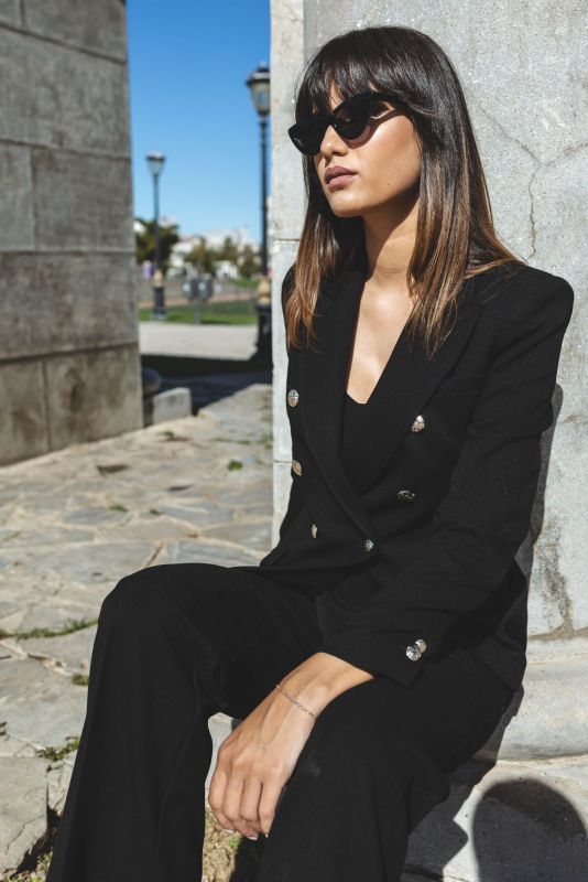Veste Kerry pour femme, noir, design moderne, Checks Collection, ANAE MOROCCO