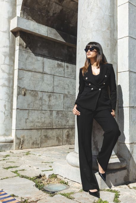 Pantalon noir ajusté pour femme, Checks Collection, style élégant, ANAE MOROCCO
