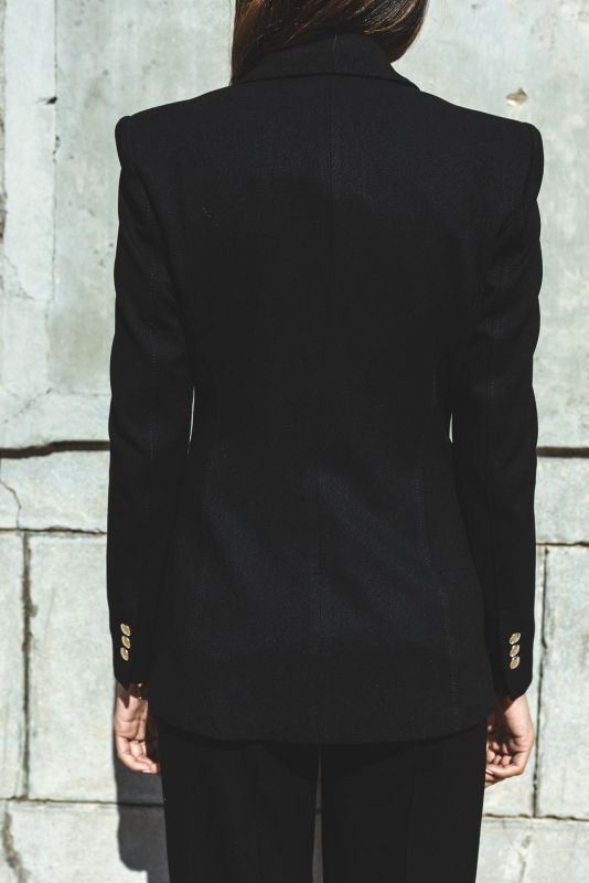Détail de la Veste Kerry féminine en noir, Checks Collection, ANAE MOROCCO