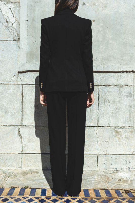 Pantalon noir pour femme, design sophistiqué, Checks Collection, ANAE MOROCCO
