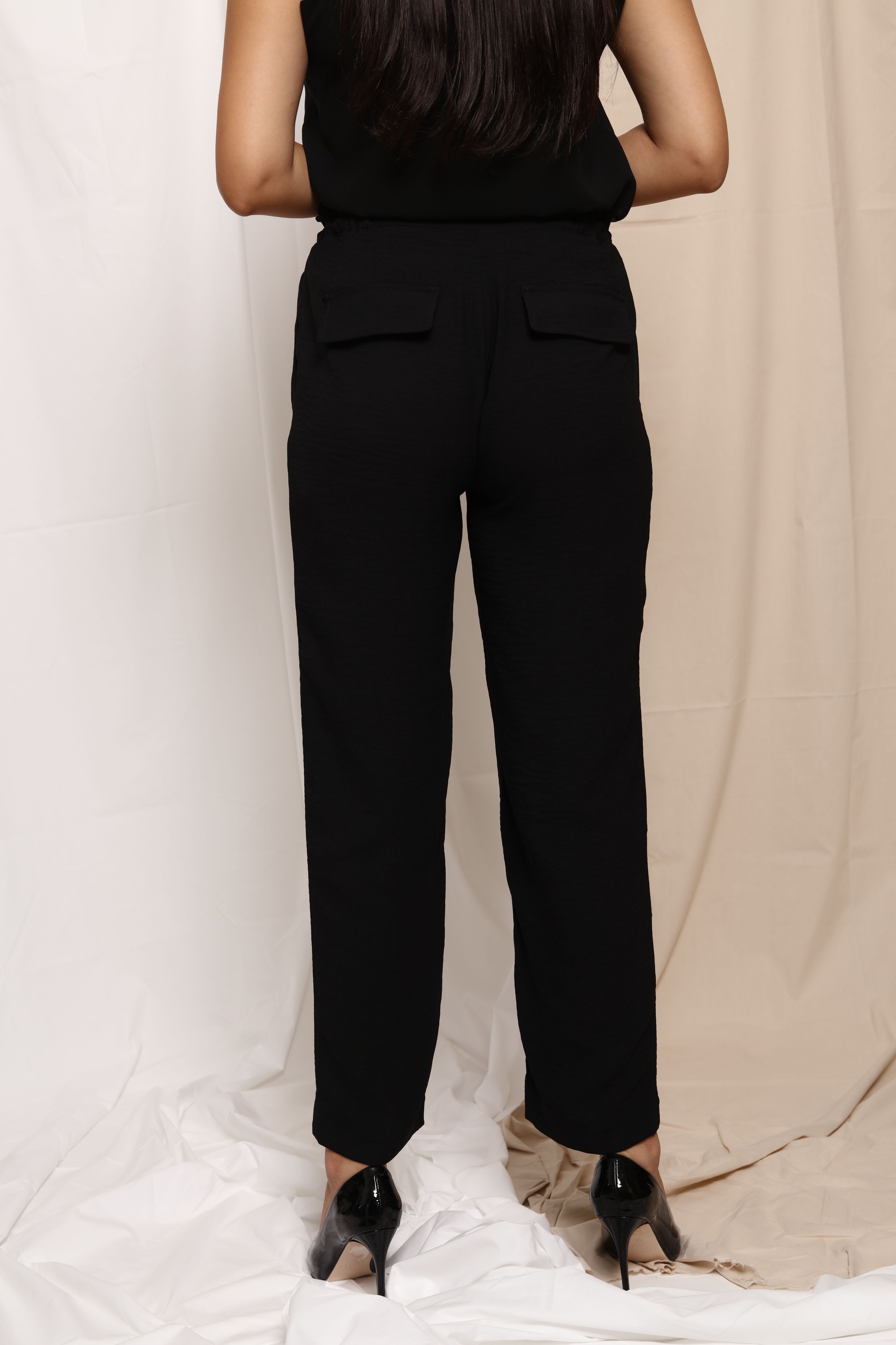 Pantalon Habillé Noir Vintage Pour Femme - Taille 38 - Coupe Droite - 70cm D'entrejambe